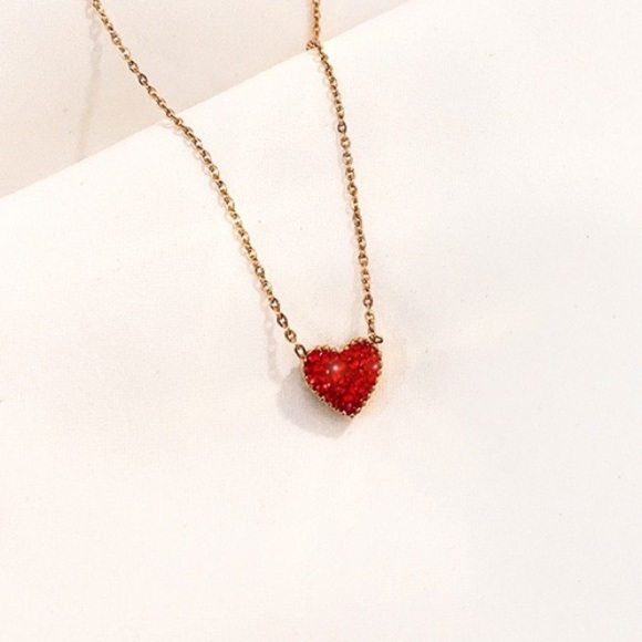 💎❤️ BOGO‼️❤️ heart shaped necklace rose gold plated titanium valentine - Picture 3 of 6
